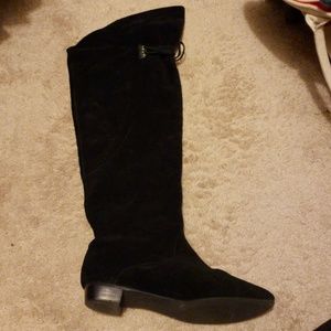 Fergie black suede over the knee boots